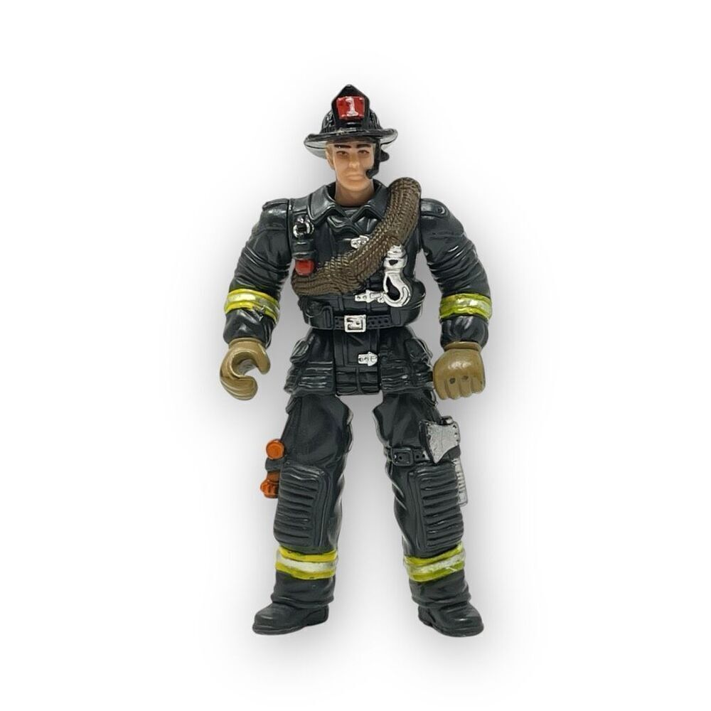 Chap MEI Firefighter 4" Action Figure Black Rescue Squad Rope First Responder